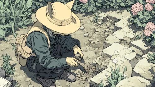 Anthropomorphic Fox Gardening