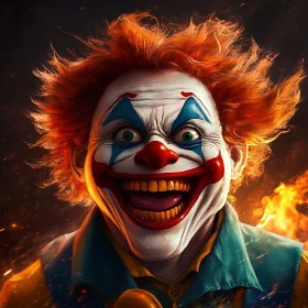 Evil Clown with Flames