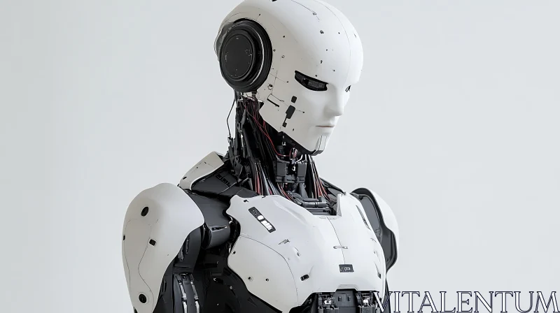 Futuristic White and Black Android AI Image