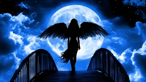 Moonlit Angel on Bridge