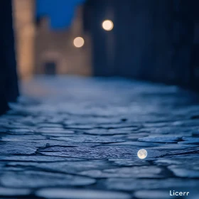 Mysterious Night-Time Cobblestone Street