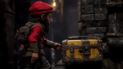 Fantasy Dwarf with Treasure Chest