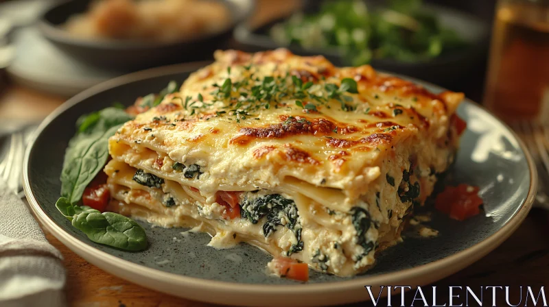 AI ART Cheesy Vegetable Lasagna for Dinner