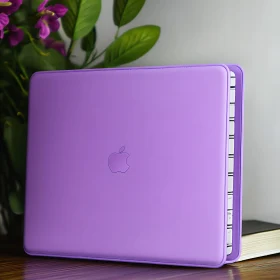 Lilac Laptop with Floral Arrangement