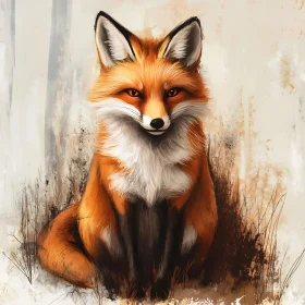 Orange Fox in Winter Forest