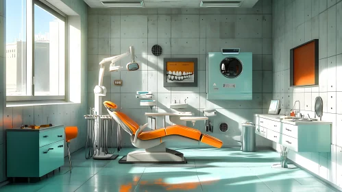 Minimalist Dental Office with Orange Accents