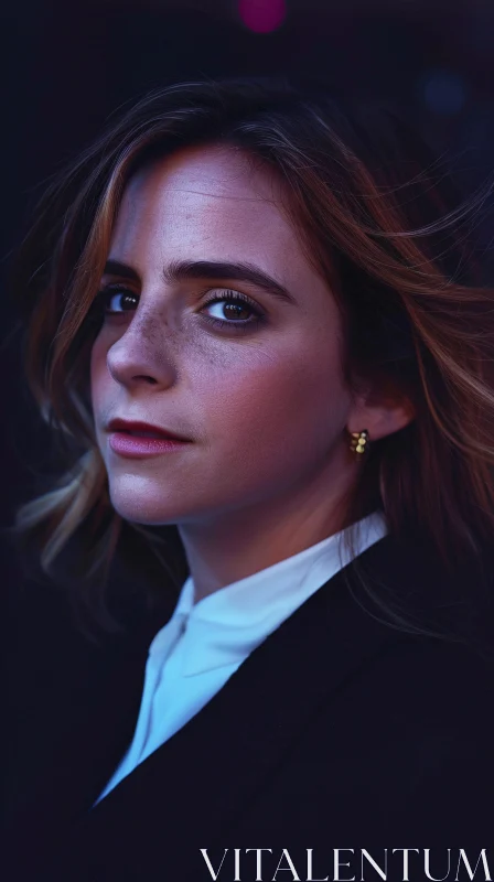 Emma Watson's Thoughtful Gaze AI Image