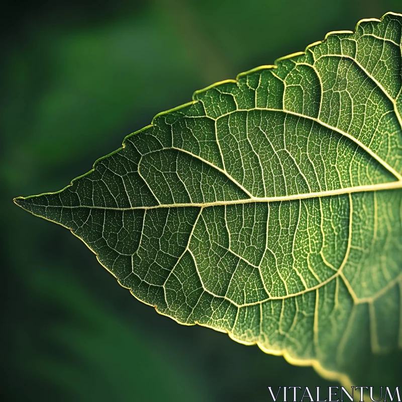 Detailed Macro of Leaf Veins AI Image