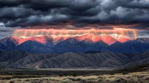 Sunset Rays Over Majestic Mountains