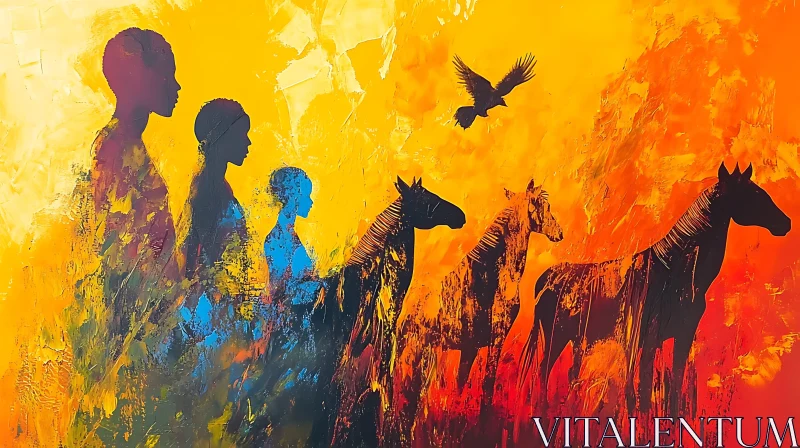 AI ART Ethereal Transition: People into Horses Artwork