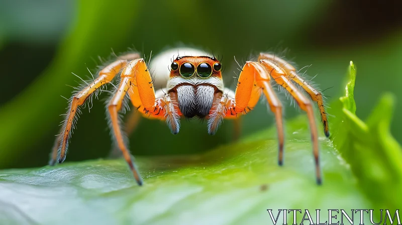 AI ART Macro Image of a Spider with Orange Legs and Hairy Body