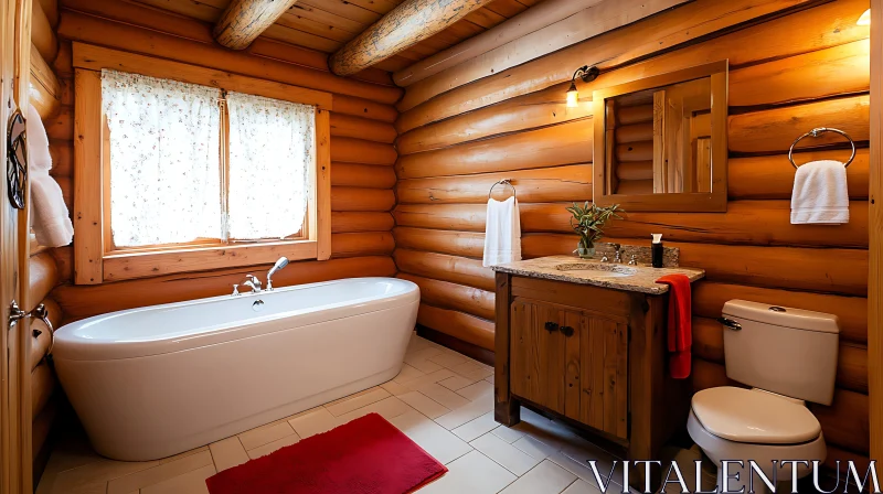 Cozy Wooden Bathroom with Classic Fixtures AI Image