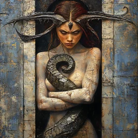 Mysterious Woman with Serpent Embrace