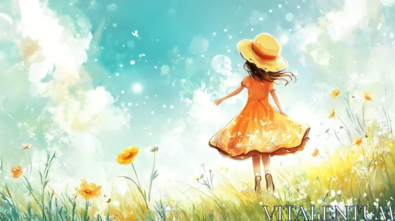 AI ART Childhood Innocence in a Sunny Meadow