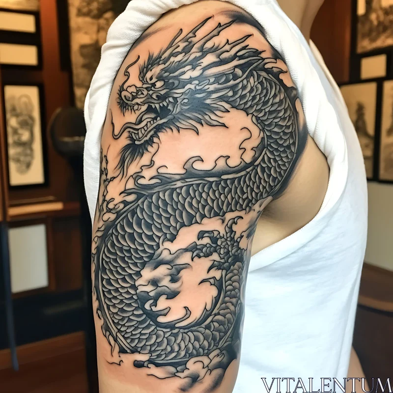 Detailed Dragon Tattoo Design AI Image