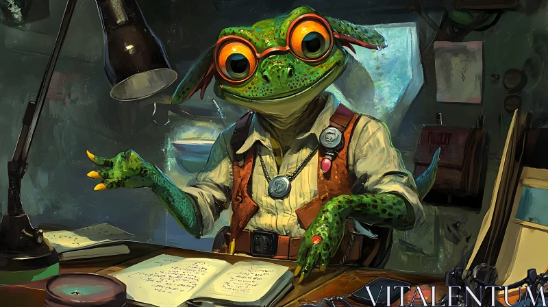 The Frog's Study AI Image