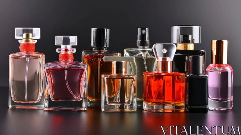 Elegant Collection of Glass Perfume Bottles | Vibrant Colors AI Image