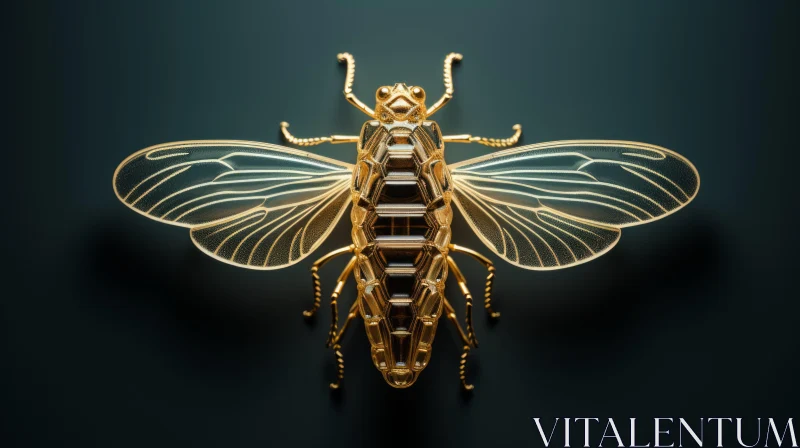 Golden Fly in Technological Symmetry - Realistic Anamorphic Art AI Image