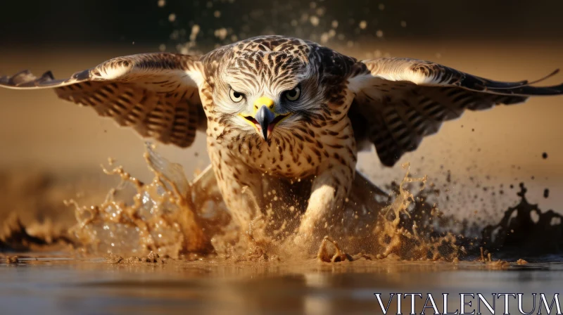 Intense Hawk Emergence: Capturing Raw Energy AI Image