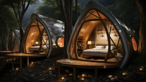 Luxury Tents in the Woods: A Captivating Octane Render Composition
