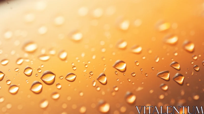 Soft-Focused Realism: Water Drops on Orange Tinted Window AI Image