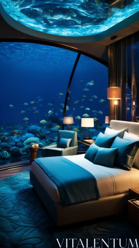 Underwater Bedroom with Oceanic Beds | Luxurious Interiors AI Image