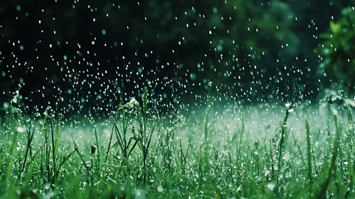 Raindrops on Green Grass