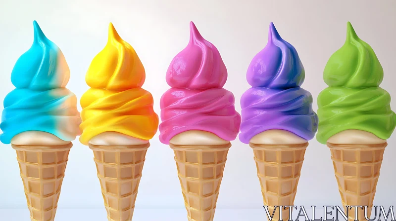 Pastel Ice Cream Cones Sweet Temptation AI Image