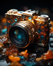 Decorative Vintage Camera with Abstract Patterns