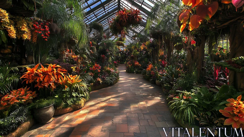 Indoor Garden with Colorful Flowers AI Image