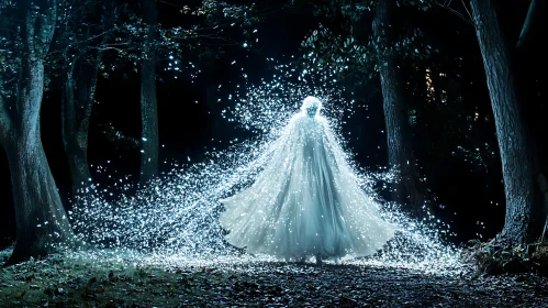 Mystic Forest: Spectral Figure in White