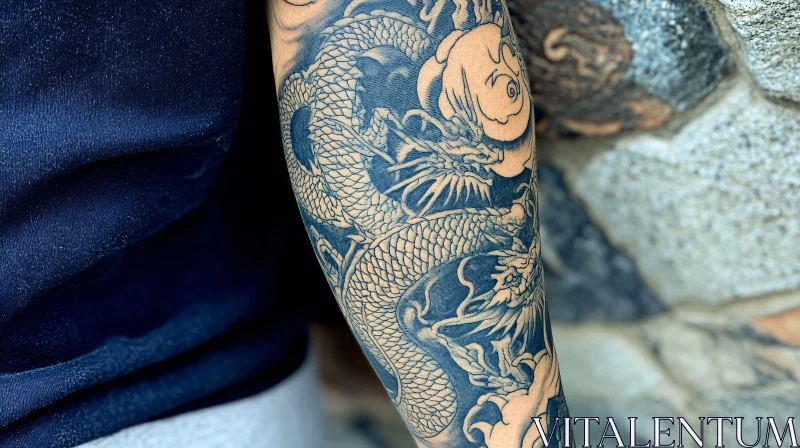 Intricate Dragon Arm Tattoo Artwork AI Image