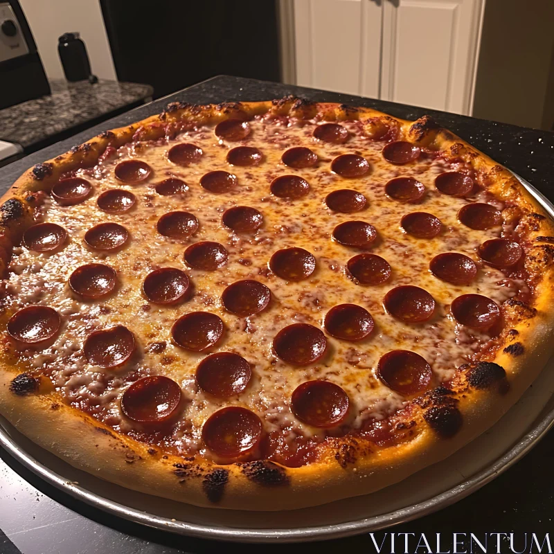 Delicious Pepperoni and Cheese Pizza AI Image