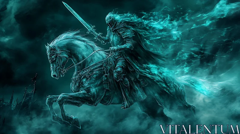 AI ART Ghostly Rider: Spectral Knight Artwork