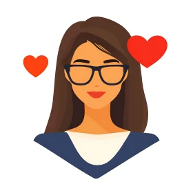 Woman with Glasses and Hearts