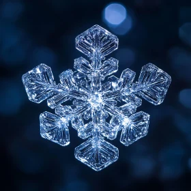 Close-Up of Snowflake with Detailed Patterns