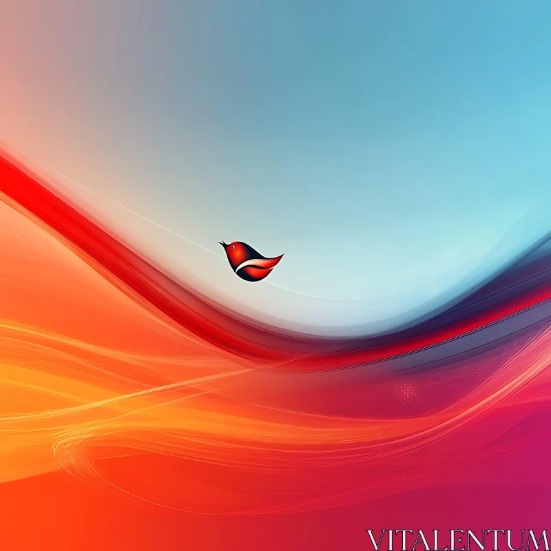 AI ART Stylized Bird Above Flowing Colors