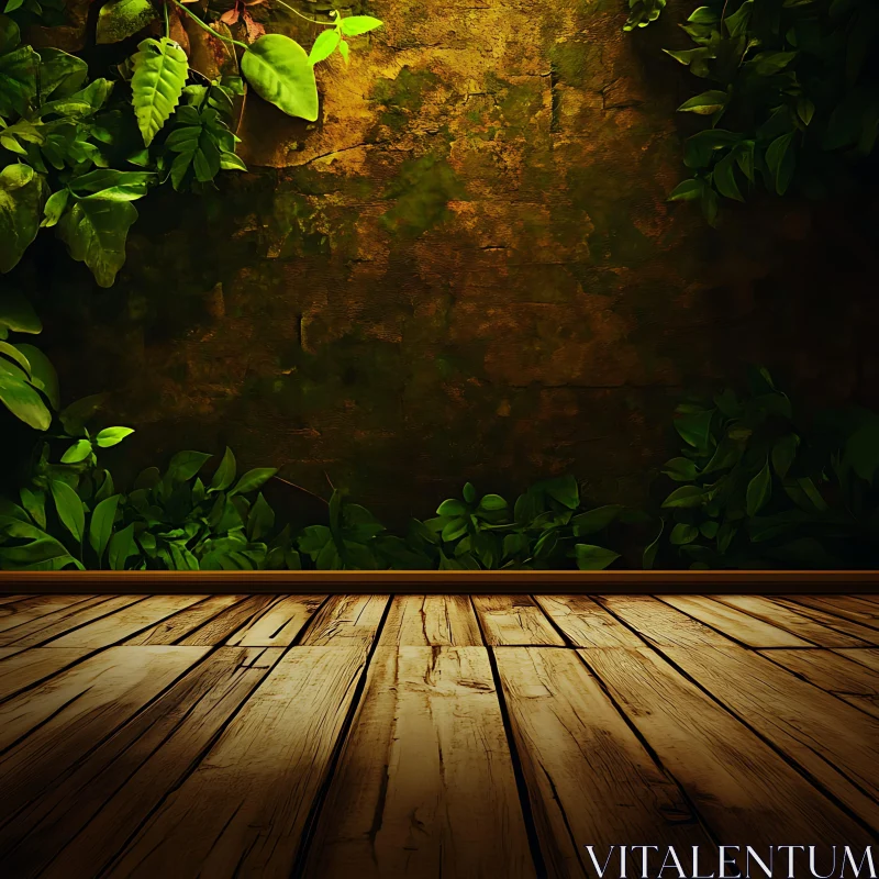 AI ART Indoor Nature Scene with Wooden Floor