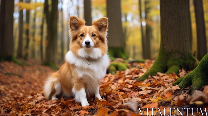 Charming Collie in Autumn Forest: A Blend of Nature and Pop Culture AI Image
