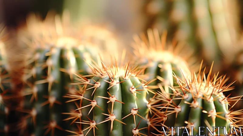 Close-Up Shot of Cactus Group: A Display of Precisionist Lines and Explosive Pigmentation AI Image