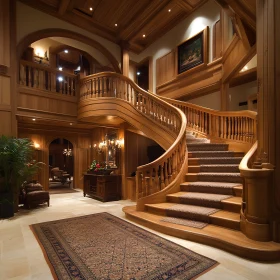 Grand Wooden Staircase Interior