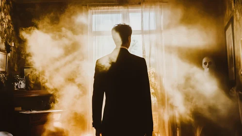 Smoky Silhouette with Skull