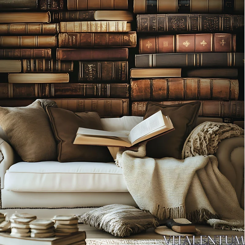 AI ART Book Lover's Cozy Interior