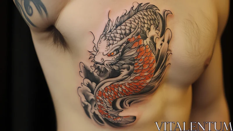 Dragon Chest Tattoo Design AI Image