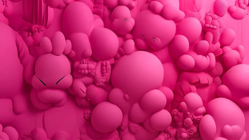 Monochrome Pink Forms Surreal Design