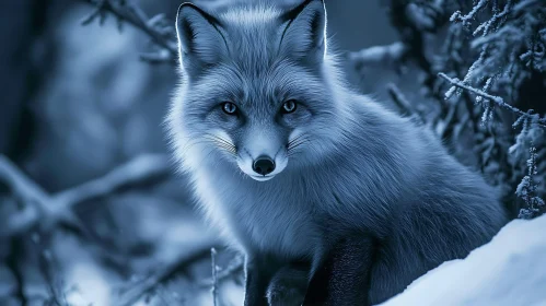 Winter Fox Portrait in Snow