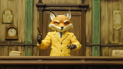 Anthropomorphic Fox Behind the Desk