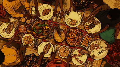 Overhead View of a Shared Meal