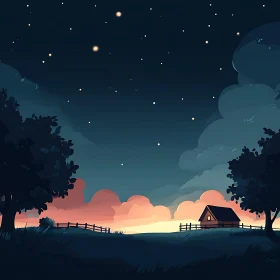 Evening Sky Over Rural Home