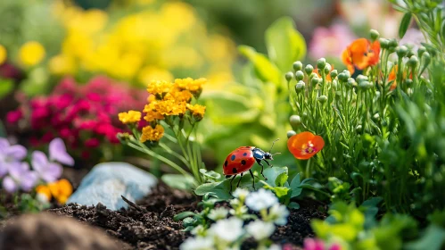 Ladybug among the Flowers